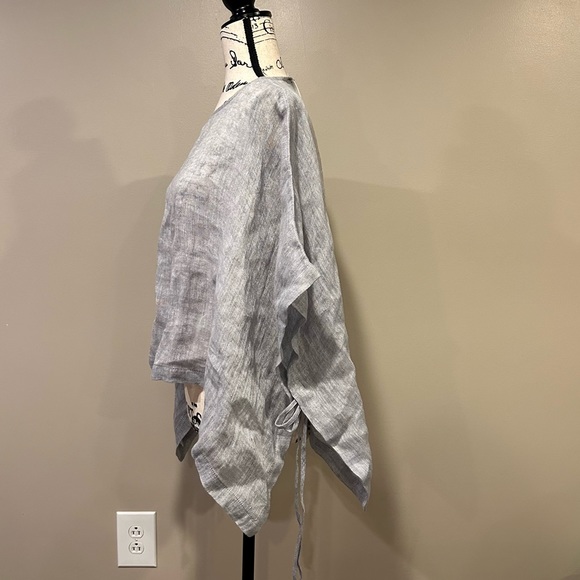 Eileen Fisher Side Tie Gauze Handkerchief Poncho - Picture 8 of 9